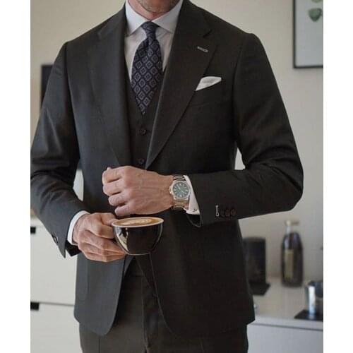 2020 Costume Homme Black Men Suits for Wedding Groom Tuxedo Man Jacket Wide Peaked Lapel Groomsmen Terno Masculino 3 Pieces