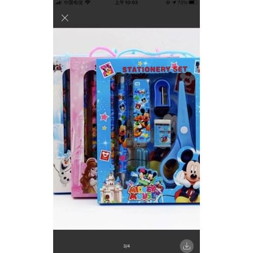 7-piece Disney Mickey Stationery Set Mechanical Pencil Eraser Pencil Sharpener Painting Book Combination School Supplies Gift