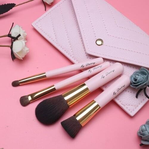 MY DESTINY 4pcs Portable Pink Makeup Brushes Set with Bag Make Up Brush Kit Pincel Maquiagem Pinceis Brochas Pinceaux Maquillage