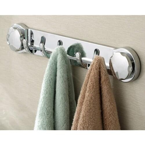 5 Hooks Suction Cup Wall Hanger Vacuum Rack ABS Vacuum Sucker Towel Rack Washroom Sundries Storage Hook Bathroom Organizer