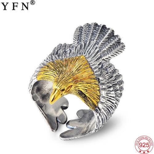 New Arrival Anillos 925 Sterling Silver Eagle Rings Men Fashion Silver Jewelry Antique Silver Open Ring Holiday Sale GNJ8894