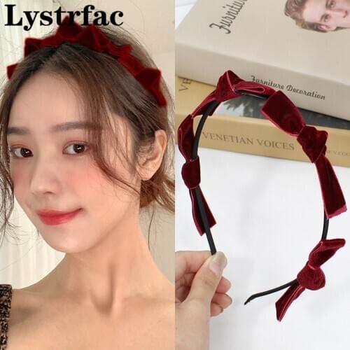 Lystrfac Korean New Bow Velvet Headband For Women Girls Ins Wild Hairband Ladies Hair Hoop Bezel Female Accessories