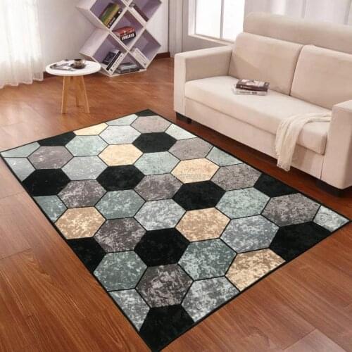 Simple Geometric Gold Diamond Velvet Living Room Coffee Table Floor Mat Bedroom Bedside Balcony Carpet Customization
