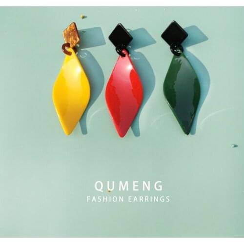 QUMENG 3Colors New Acrylic Earrings geometric irregular Earrings for Women Long Pendant Stud Earrings Statement Jewelry