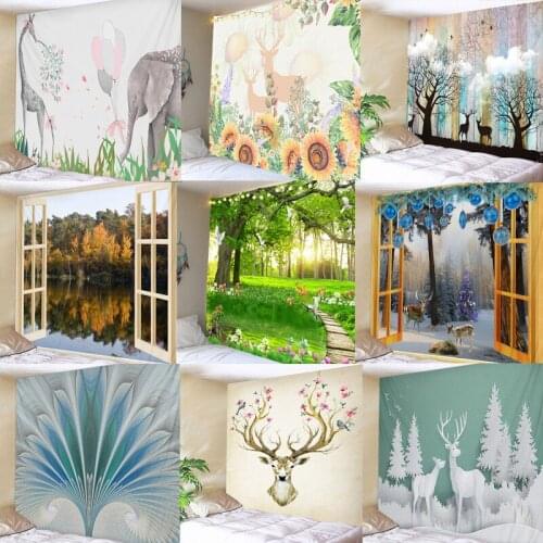 Plus Size Large Wall Tapestry Multicolor Rainbow Elk Tree Hippie Psychedelic Tapestry Wall Hanging Couch Blanket Home Decor