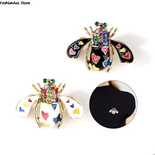 Colorful Crystal Bee Brooch Jewelry Luxury Pin For Women Enamel Insect Honeybee Brooch Pin Handbag Hanging Gift