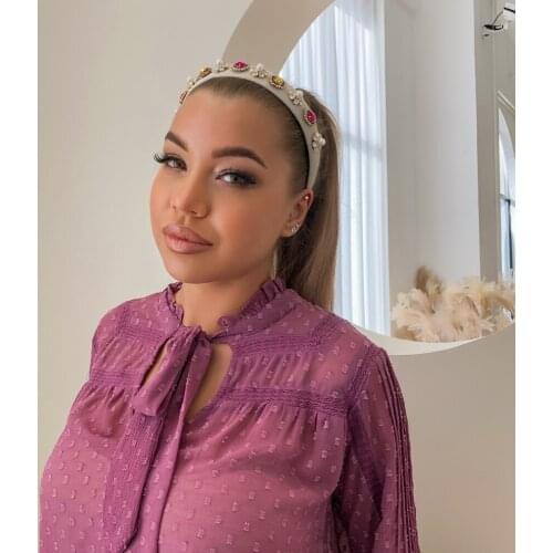 Luxury Vintage Velvet Hair Accessories Crystal Baroque Hairband Elegant Geometric Rhinestone Pearl Headband For Women Wedding