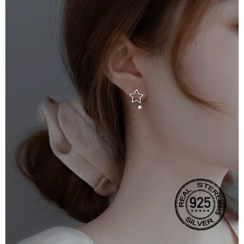 S925 Silver Earrings For Women Stars Simple Retro Fashion Design Student Girlfriend Gift Temperament Lady Wedding Jewelry INEFFA