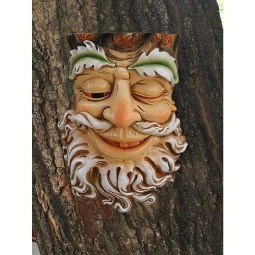 Old Man Face Sculpture Outdoor Funny Resin Tree Statues Garden Sculpture Yard Art Outdoor Ornament Garden Decoration 2021 New