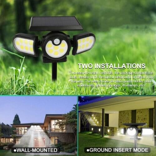 Super Bright Solar Lights 120led Waterproof Outdoor Indoor Solar Lamp With Adjustable Head Wide Lighting Angle Control Wall Lamp