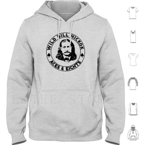 Wild Bill Hickok-Aces & Eights Hoodies Long Sleeve Poker Aces Wild Bill Hickok Western Cowboy Gambling