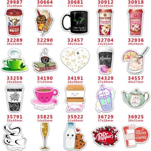 DIY Craft Supplies Sewing Accessories Cartoon Drinks Printed Planar Resins Mold 30 Pieces. PR-29987