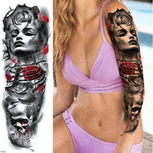 Waterproof temporary tattoos men skull roses tattoos mechanical robot tattoo women face tatoo stickers water tatoo waterproof