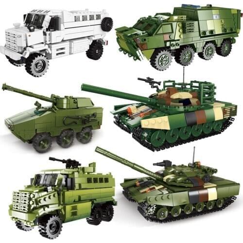 WW2 Military Series World War II T-64 T72AMT Tank Medical Armored Vehicle DIY Model Building Blocks Bricks Toys Gifts