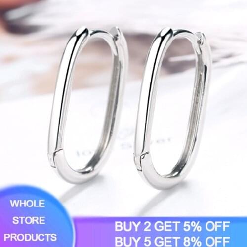 YANHUI 925 Sterling Silver Korean New Trendy O-Shape Square Hoop Earrings Temperament Simple Charm Elegant Jewelry Accessories
