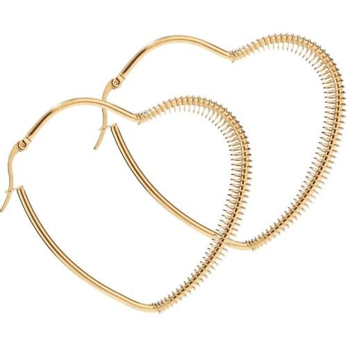 2pair/lot Fashion Heart Hoop Earrings for Women Stainless Steel golden Earrings for Womens Sensitive Ears