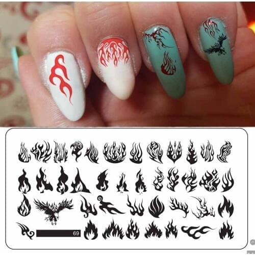 Hot Sale Styles DIY Nail Decorations Nail Stencils Nails Art Stamp Templates Plates for Gel Nail Polish Flame dolphin
