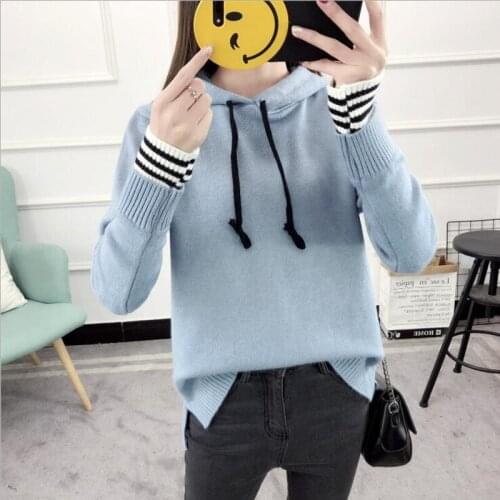 Autumn Winter Sweater Women Long Sleeve Hooded Pullover Sweaters Women 2018 Korean Style Casual Loose Knitted Tops Femme