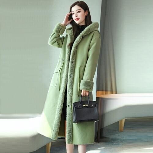 2020 Winter WomenS High-Quality Artificial Rabbit Fur Luxury Fur Coat Loose Parker Female Thick Warm Plush Long Large size Coat