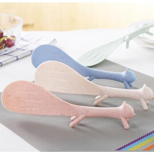 1 PCS Lovely Kitchen Supplie Squirrel Shaped Ladle Non Stick Rice Paddle Meal Spoon Household Plastic Non-Stick Rice Spoon