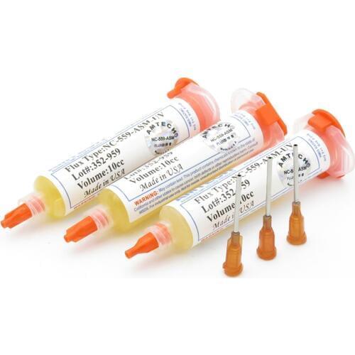 3 pieces of 10cc NC-559 flux solder paste flux + needle