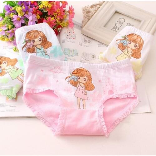 3 PCS/Lot Girls Briefs Childrens Underwear Plain Cotton Pantalons Medium And Littel Shorts Cartoon Princess Panties 2-12 Years