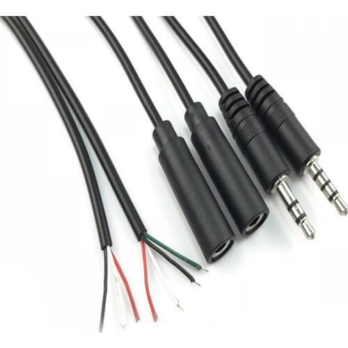 30cm 3.5mm 3p 4p plug socket to wire open audio adapter cable