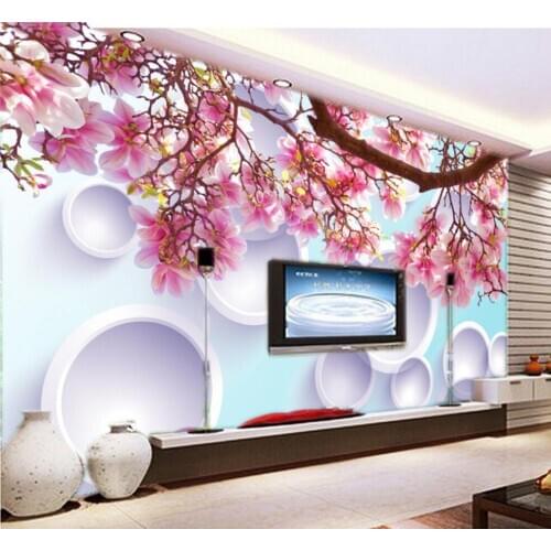 Beibehang Custom wallpaper 3D circle branches floral background murals living room bedroom tv sofa mural 3d wallpaper photo