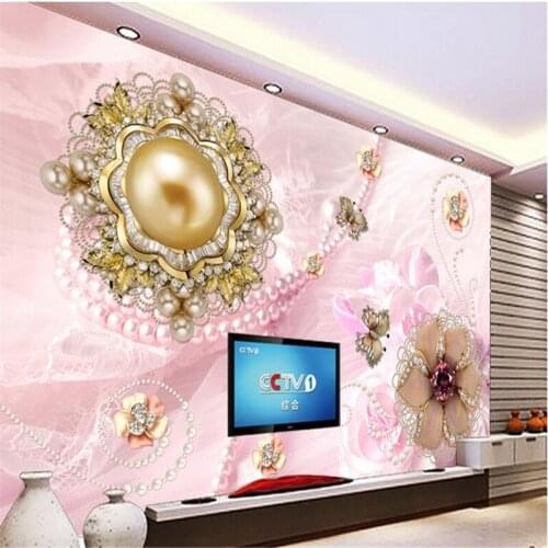 Beibehang papel de parede Custom Photo 3d Wallpaper Mural Wall paper Stickers Noble Dream Diamond Lace Pearl Flower Backdrop
