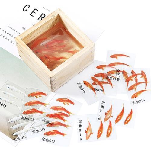 5pcs 3D Creative Simulation Red Fish Resin Decorative Sticker Fit DIY Phone Case Molds Micro Landscape Scrapbooking Stickers C79