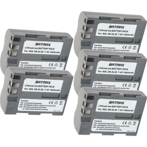 5Pcs/lot EN-EL3e EL3e 7.4V 1800mAh Camera Batteries for Nikon ENEL3E EN EL3E D30 D50 D70 D90 D70S D300 Wholesale