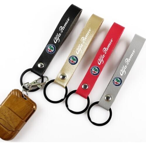 Car Key Holder Artificial Leather Rope PU Key chain Keychain for alfa romeo 159 147 156 Giulia Auto Pendant Keyring Accessories
