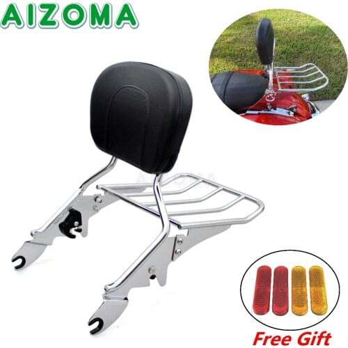 Motorcycle Sissy Bar Luggage Rack Backrest w/ Passenger Pad for Harley Touring Street Road Glide Road King Electra Glide 2009-17