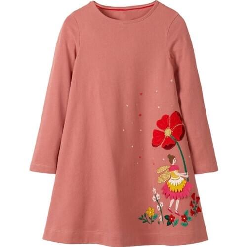 Bambino New Year 2021 Floral Costume Spring Dress of Girl Fancy Party Dress 2-7 Years Kids Clothes School Dress Long Sleeves