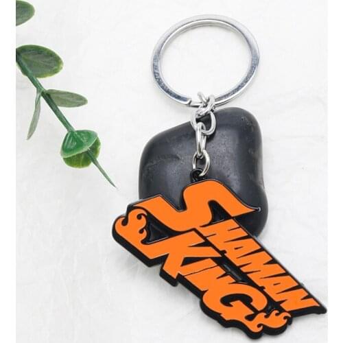 Anime Shaman King Keychain Cute Yoh Asakura Letter Shaman King Pendant Key Rings Prop Men Bag Key Trinket Llaveros