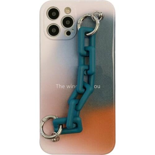 Morandi Color Wrist Chain Case for iPhone 12 Pro Max Back Phone Cover for 12Mini 11Pro Max X XS XR 8 7 Plus SE 2020