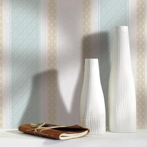 Beibehang Porcelain non - woven wallpaper color stripes small European flowers 6801 series papel de parede 3d