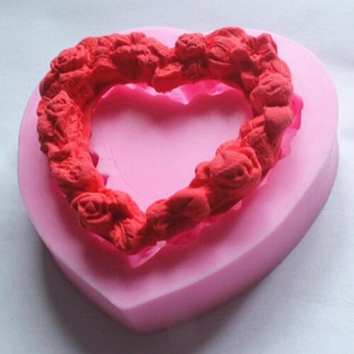 Rose heart cake molds soap chocolate mould for the kitchen baking FM118
