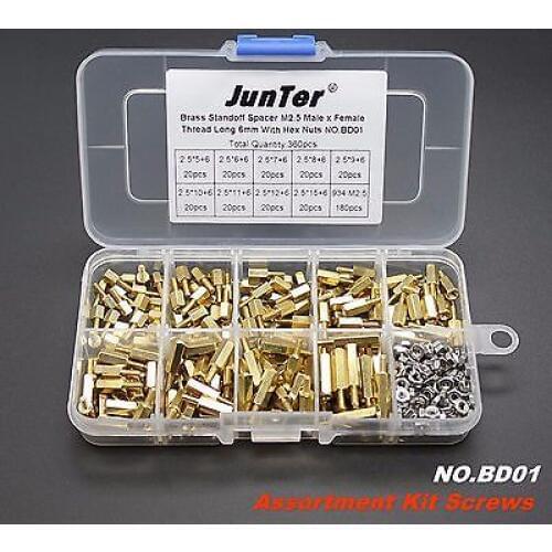 Hot selling 360pcs M2.5 Brass Standoff Spacer M2.5 Male x Female With Hex Nuts