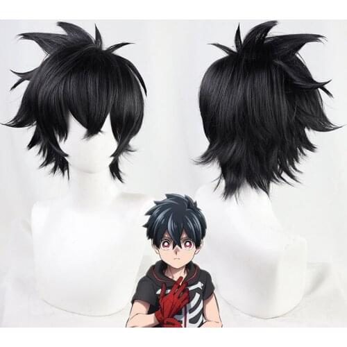 Kemono Jihen Kabane Kusaka Cosplay Wig Anime Short Thickened Black Wig Halloween Cosplay Props