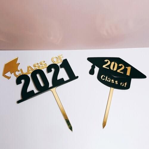 Class of 2021 Cake Topper Congrats Grad Acrylic Cupcake Toppers For 2021 Graduations College Celebrate Party Cake Decorations