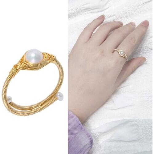 New Arrival Real Freshwater Pearl Ring Adjustable Finger Ring Free Size Ring Jewelry Women Female Girl Party Gift 10pcs/lot