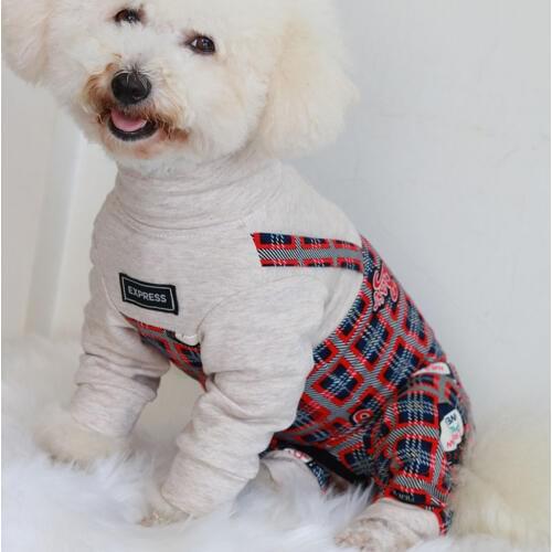 Pet Dog Jumpsuit 100%Cotton Puppy Clothes Overalls Rompers Outdoor Fake Two Pieces Dungarees Suit For Small Dogs Pajamas Poodle
