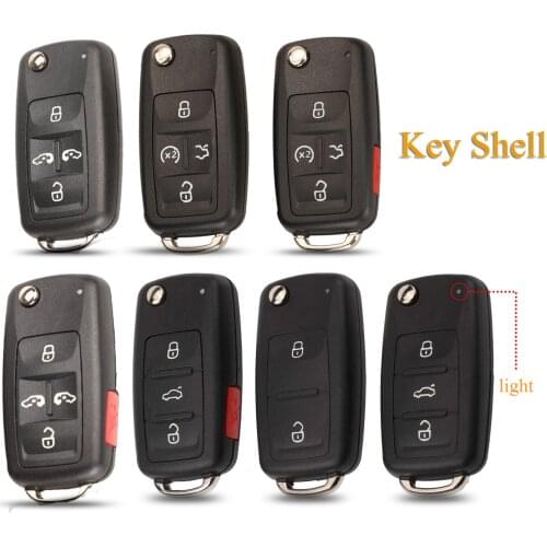 Kutery 10pcs 2/3/4/5 Buttons Folding Remote Car Key Case Shell For For VW Sharan Tiguan Golf Sagitar Polo MK6 Touareg