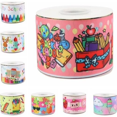 HSD Ribbon free shipping 3" 75mm heat transfer printed Denim fabric series Grosgrain Ribbon 50Yards per Roll