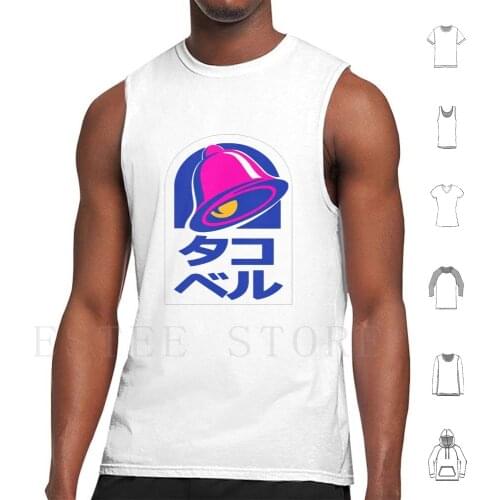 Tako Beru Tank Tops Vest Sleeveless Fast Food Taco Bell Tako Beru Japanese Kanji Katakana Hiragana Aesthetic Weeaboo