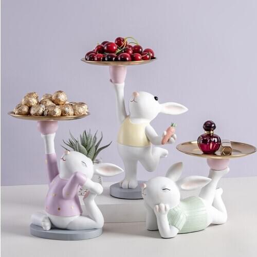 Rabbit tray ornaments creative lovely rabbit tray ornaments jewelry storage porch ornaments Fashion storage tray