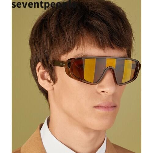 Fashion One-Piece Oversized Sunglasses Women 2020 Luxury Brand Designer Retro Square Sun Glasses For Men Trendy Shield Goggles