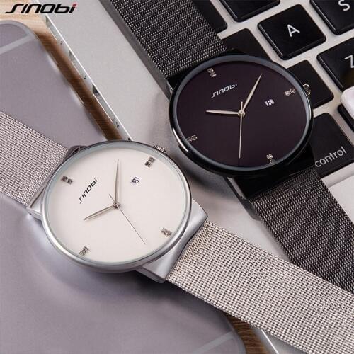 SINOBI Business Men Watches Luxury Stainless Steel Quartz Watch Relogio Masculino 2019 New Ultra Thin Dial Men Watches #9685