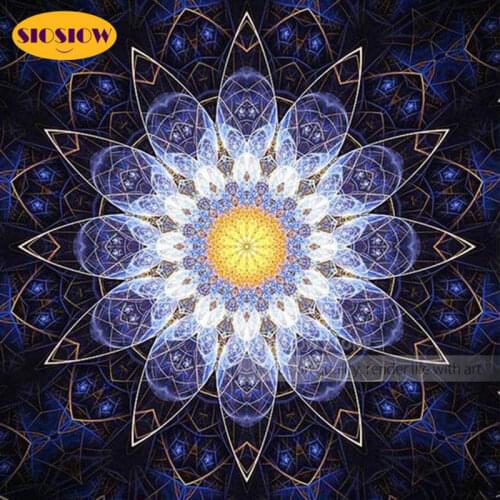 SIOSIOW 5d Diy Diamond Embroidery Full Square Kit Mandala Diamond Painting Hinduism Buddhism Flower Pattern Hobby Wall Art Decor